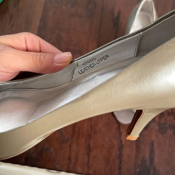 J crew silver peep toe heels - Picture 3 of 3